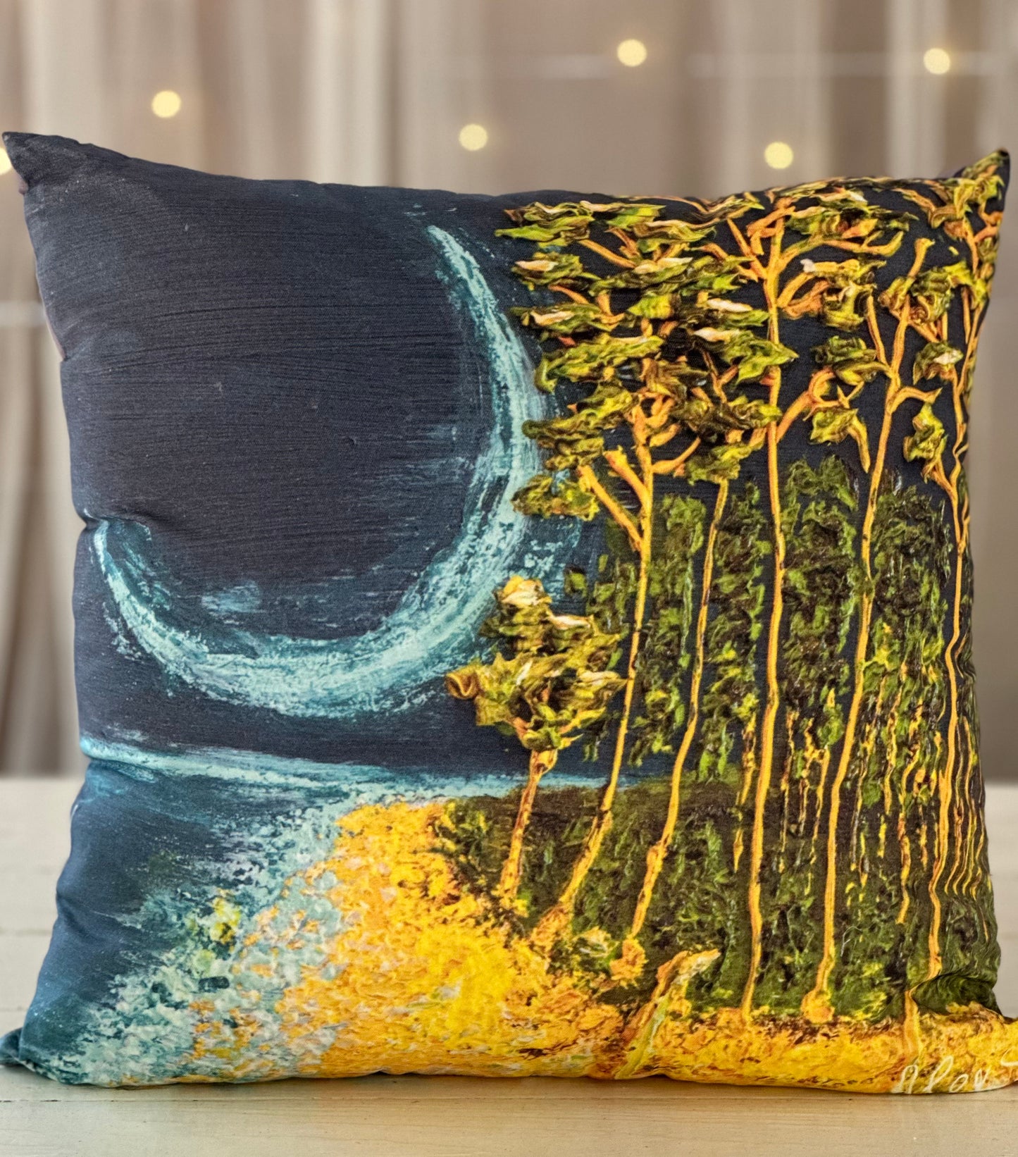 "Celestial Moonwalk" Aleks Logasov Original Art Pillow 20x20